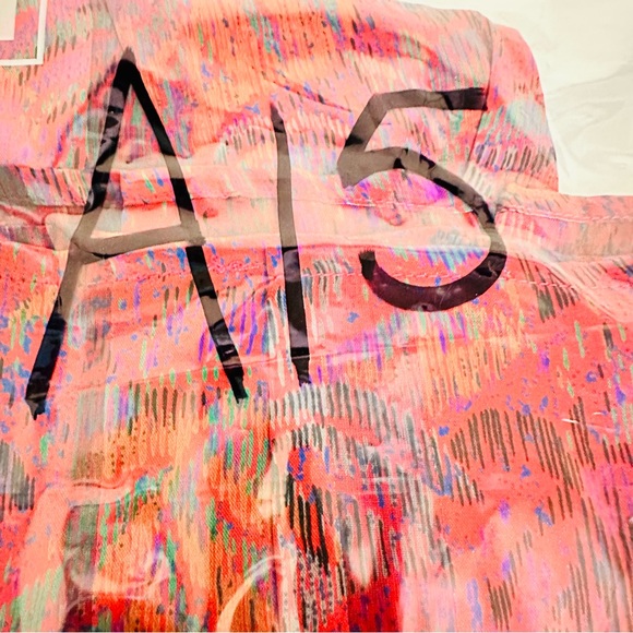 Vintage TESS Abstract Print Blouse 80s Colorful Long Sleeve Button Back Top Sz 8 - Picture 12 of 12